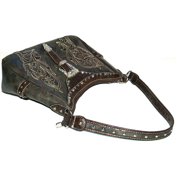 Western Style Studs & Bling Lucky U Pattern Cowgirls Shoulder Bag Purse - Picture 3 of 8